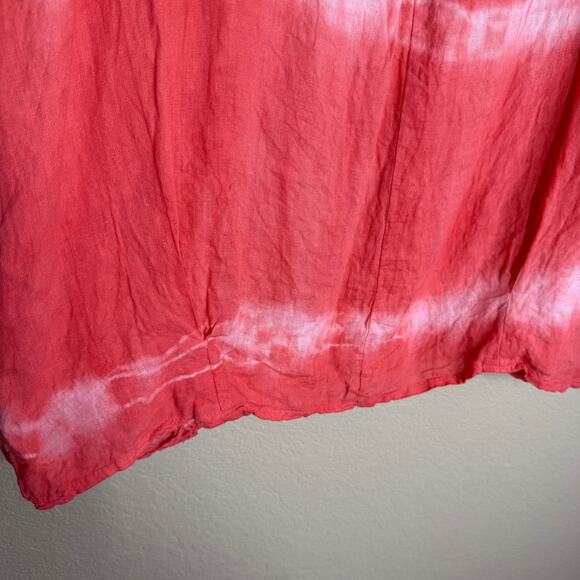 JM Italy Tunic Dress Womens XL Pink Linen Lace Beachy Coastal Vacation Cover up - Picture 11 of 12